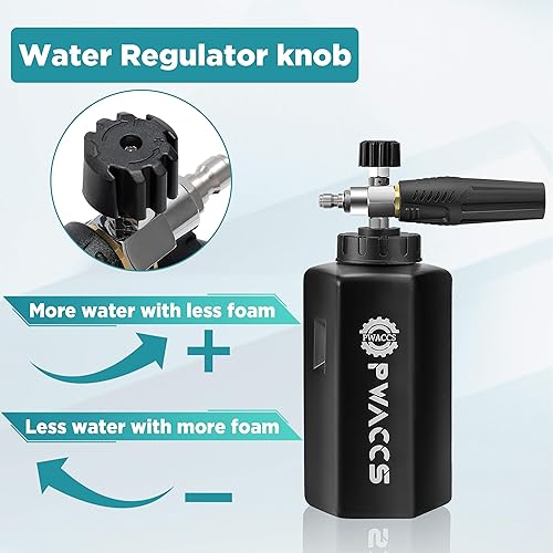 Miniatura 5 de PWACCS Pistola de espuma para lavadora a presión con accesorio de doble conector, cañón de espuma de pistola de lavado de energía corta y kit de