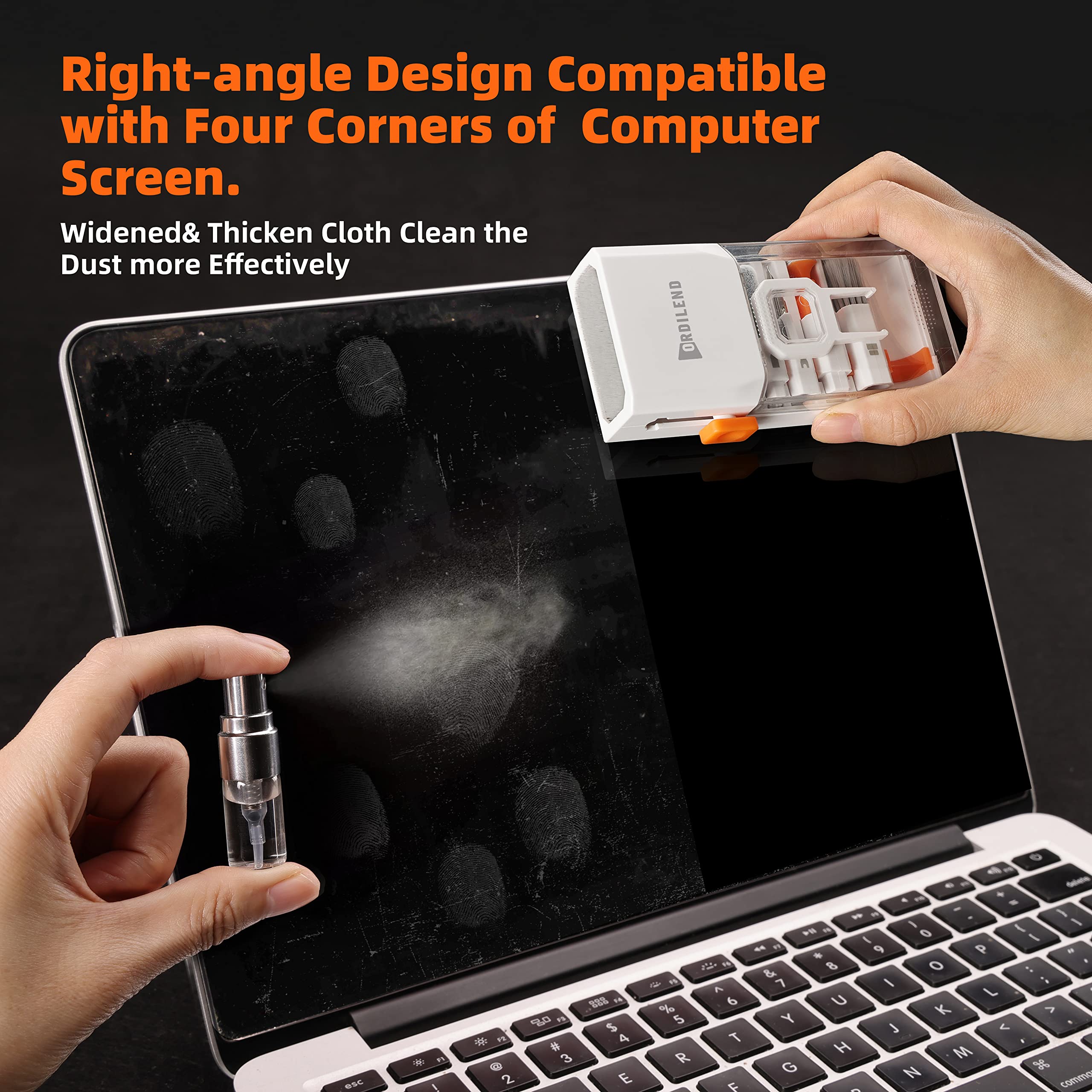 Limpiador Teclado Teclado Kit Limpieza Movil Pantalla Limpiador Teclado Ordenador Herramienta de Pincel para Tableta,Monitor de PC,Lente de cámara de TV con Spray diseño de Caja compacta con Patente