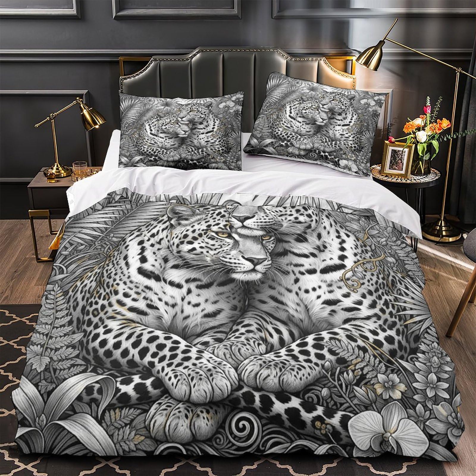 Parure de lit lavande 260x220 cm avec housse de couette 3D en microfibre pour lit Super King