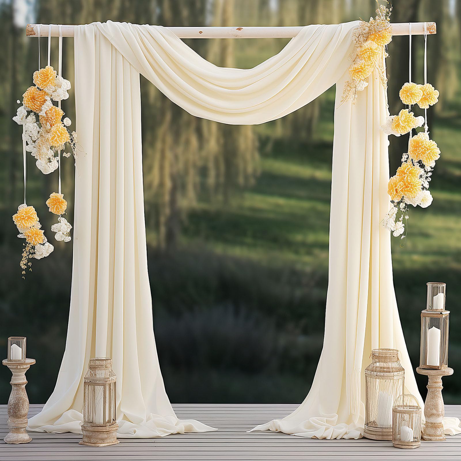 BOYOUTH Tende con mantovane in voile kaki, lunghe tende in chiffon trasparente, per drappeggi per archi di nozze, decorazioni per feste all'aperto, 76 x 600 cm, 1 pannello