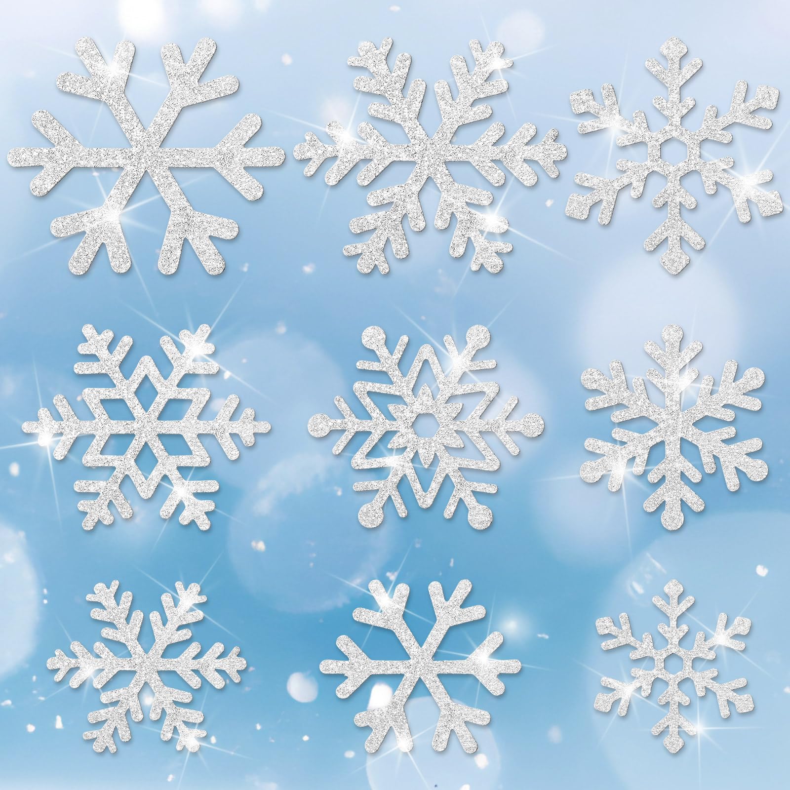 Copos de nieve de papel con purpurina Fuutreo para decoración navideña y tablones, 108 piezas
