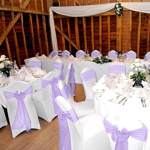 Miniatura 6 de Mepase Juego de 50 fundas blancas para sillas de elastano elástico y bandas para sillas, lazos para bodas, banquetes, comedor, cocina, fiesta, mesa,