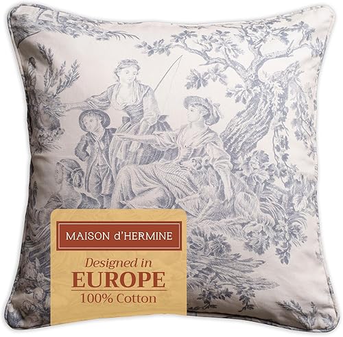 Miniatura 1 de Maison d' Hermine The Miller - Funda de cojín decorativa 100 % de algodón, tejido Toile de Jouy  Para sofá, sillón, dormitorio, hogar, sala de estar