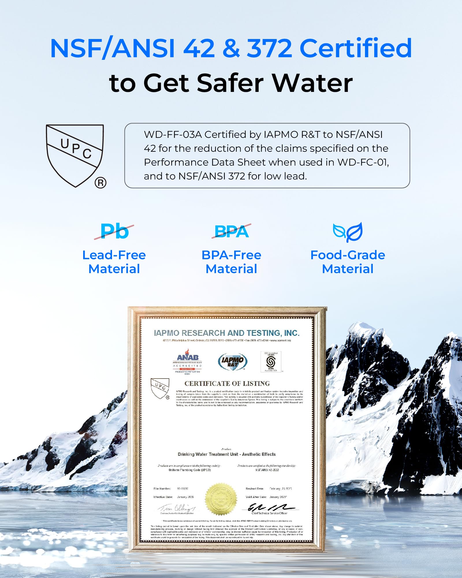 Waterdrop Filtro de agua de repuesto para grifo de agua WD-FF-03A compatible con el filtro de agua del grifo Waterdrop WD-FC-02-TX, dura hasta 9 meses, paquete de 3 unidades