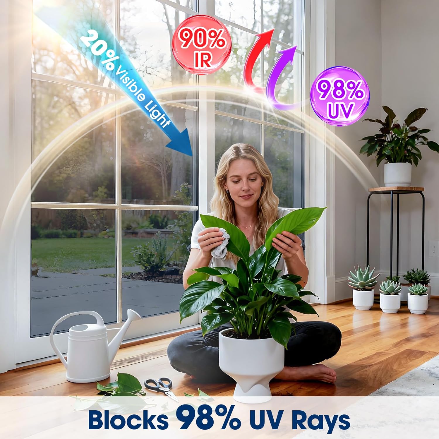 Coavas One Way Privacy Window Film, Sun Blocking Reflective Window Film See Out Not in, Heat Control Window Tint for Home, Anti UV Static Cling for Windows Office Door (Black, 35.4 Inch X 9.8 Feet)