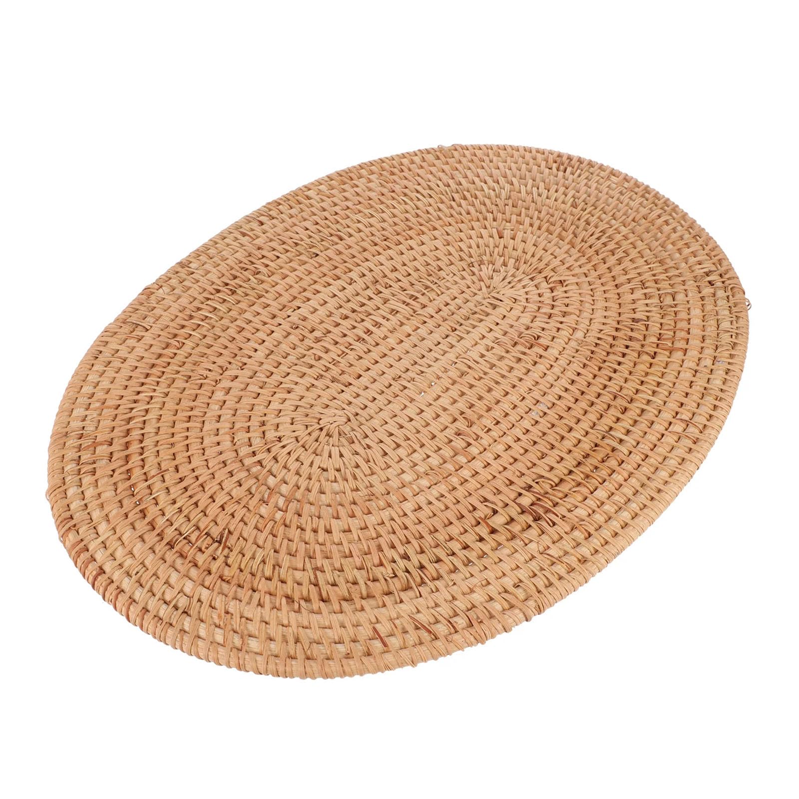 Jazuaiao Oval Tableware Mats Rattan Woven Placemats Anti Slip Place Mat Multifunctional Heat Insulated Pad Dining Table Supplies Natural Fiber Placemat Heatproof