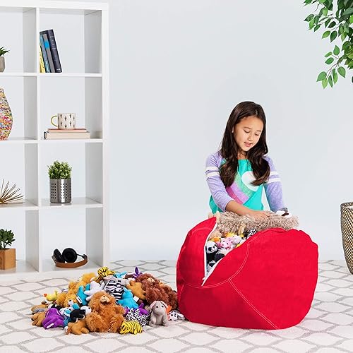 Miniatura 71 de Posh Stuffable - Sillón puff con almacenamiento para niños, contenedor de animales de peluche, organizador de juguetes de niños Lienzo Burbujas Azul