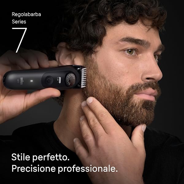 Braun Regolabarba Uomo Series 7, +12 Strumenti da Barbiere, Lama Problade Affilata a Vita, Fino a 120 Minuti di Autonomia, Selettore di Precisione con 40 Lughezze e Blocco, Bt7545, Grigio - 2