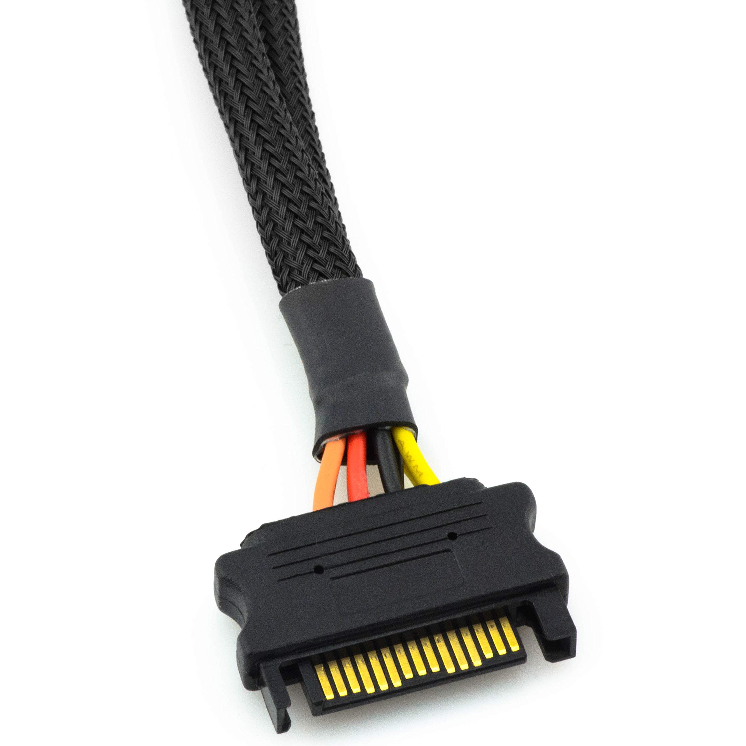 CRJ - Adattatore splitter a Y, 15 pin maschio SATA a doppia femmina a 4 pin, colore: Nero