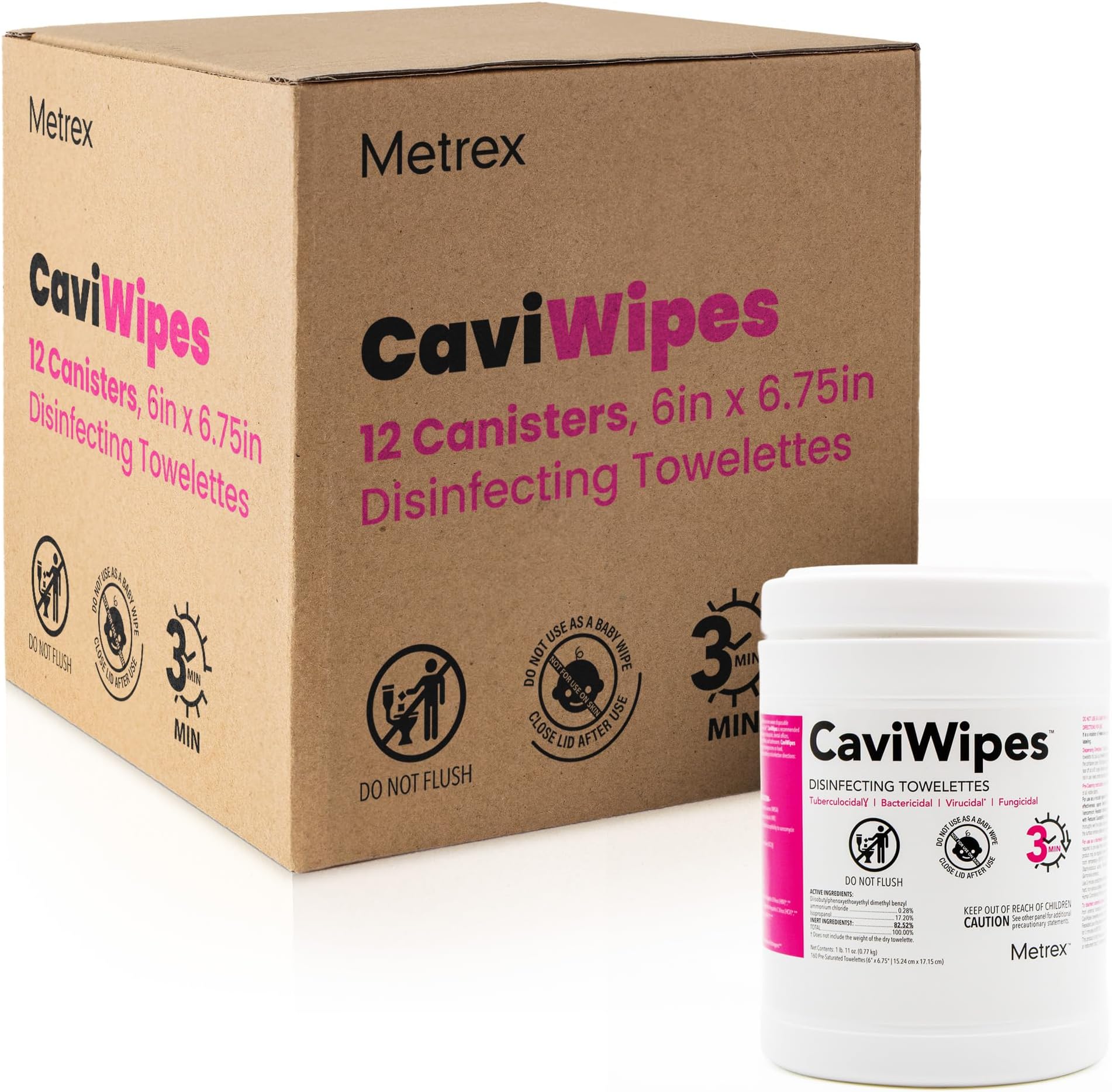 CaviWipes Disinfecting Towelettes, Pack of 12 โ Durable Non-Woven Disinfecting Wipes for Hard, Non-Porous Surfaces in Healthcare & Laboratory Settings โ Pre-Saturated with CaviCide, 13-1100