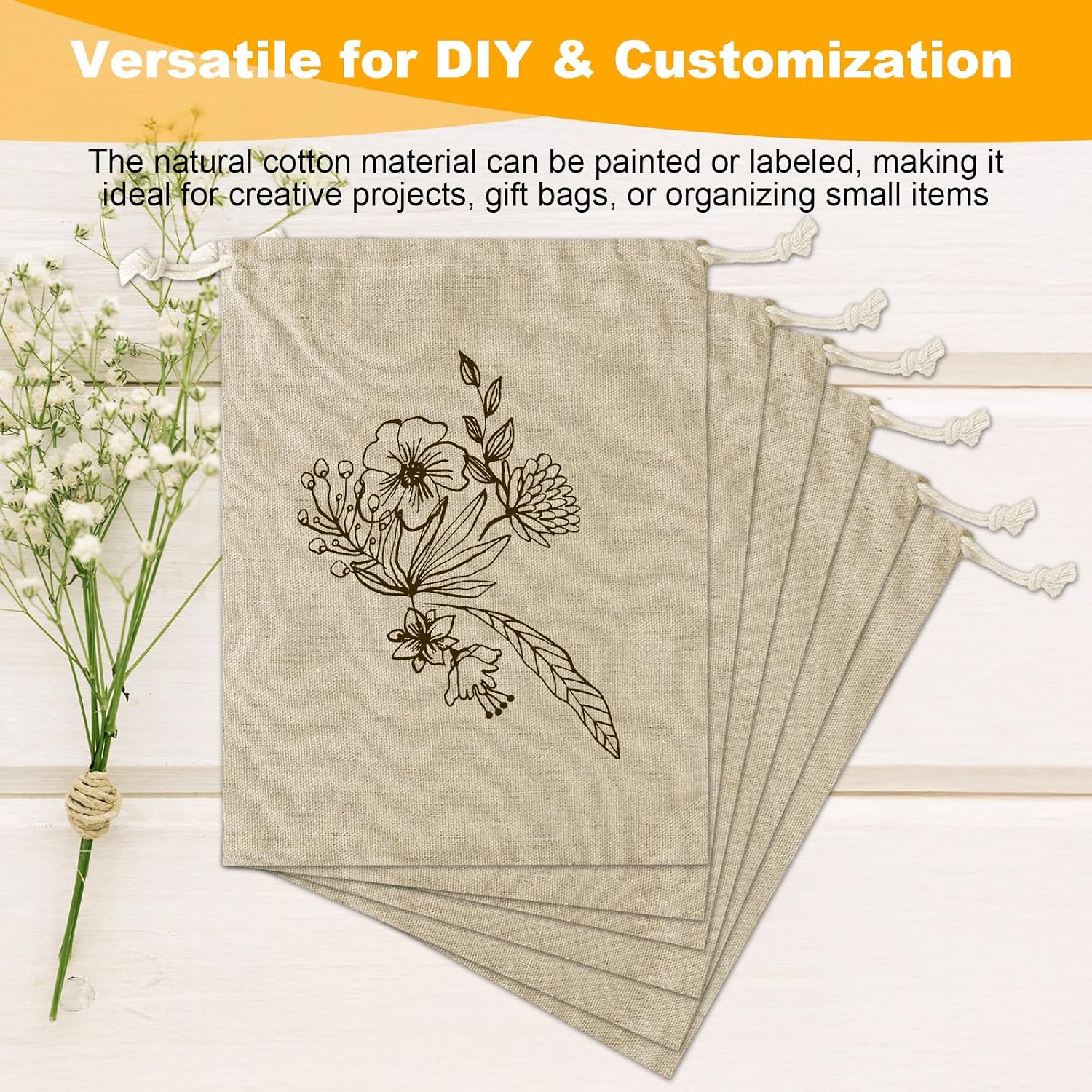 30PCS Cotton Produce Bags, 8x10 Inch Reusable Muslin Storage Bags with Drawstrings – Natural, Washable & Eco-friendly Cloth Containers for Groceries, Snacks, and More