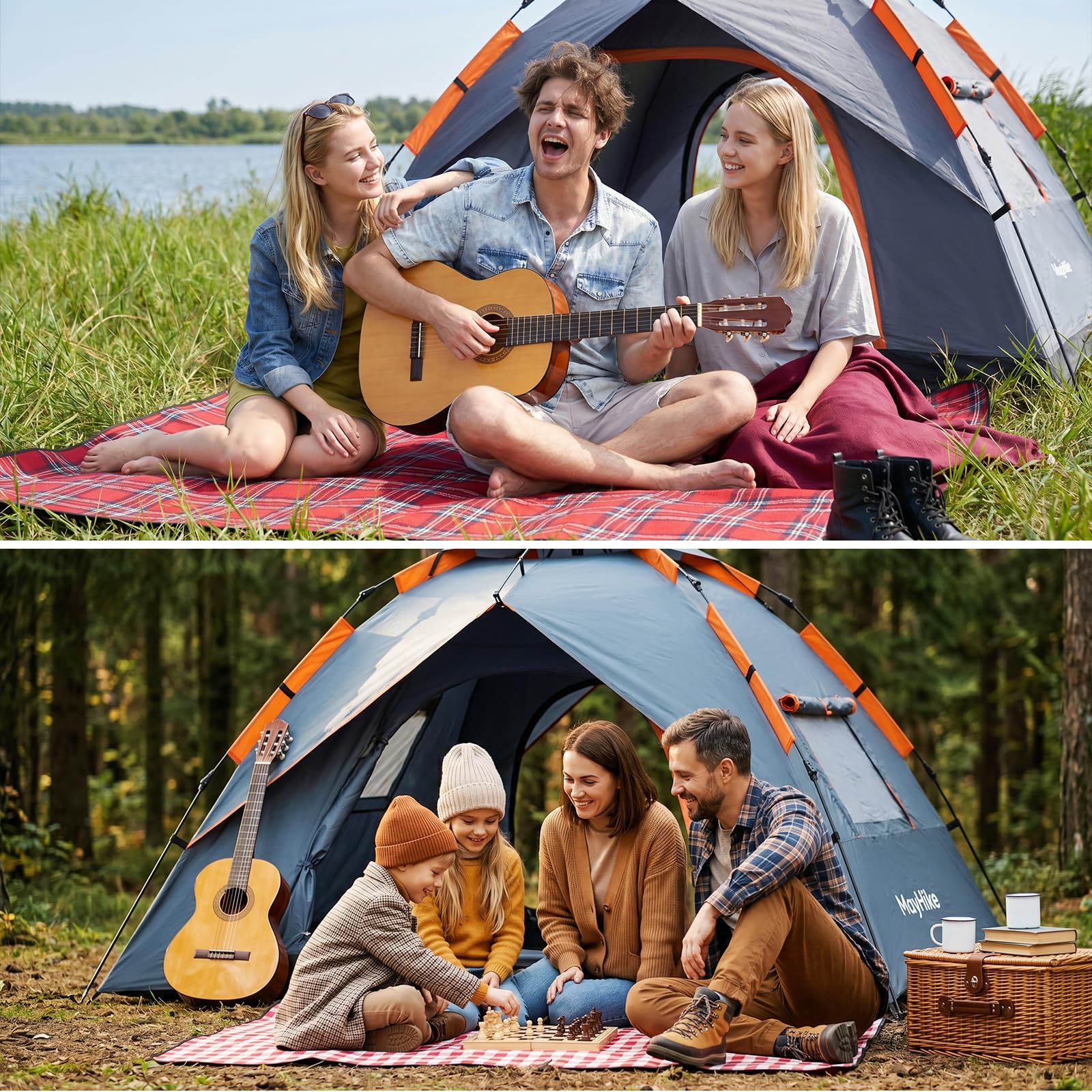 Camping Zelt 2 Personen Wurfzelt – Automatik Pop Up Zelt wasserdicht 3000mm mit 2 Türen und 2 Fenster, atmungsaktiv & luftdurchlässig, schnell aufbaubar für Camping, Strand & Festival (2.3×2.3×1.35m)
