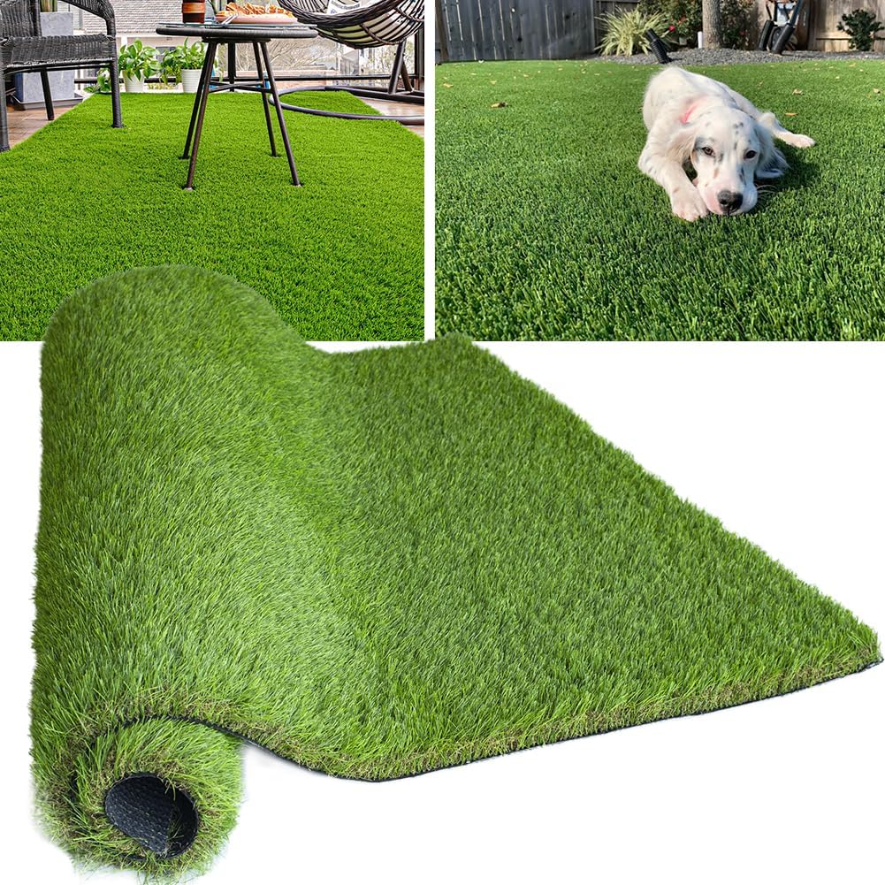 Petgrow Luxurious Artificial Grass Realistic Turf 1 X 33 Feet,1.57 Inch Pile Height Ultrathick Indoor/Outdoor Dog Fake Faux Grass,Synthetic Grass Rug Garden Landscape Patio,Drainage Holes