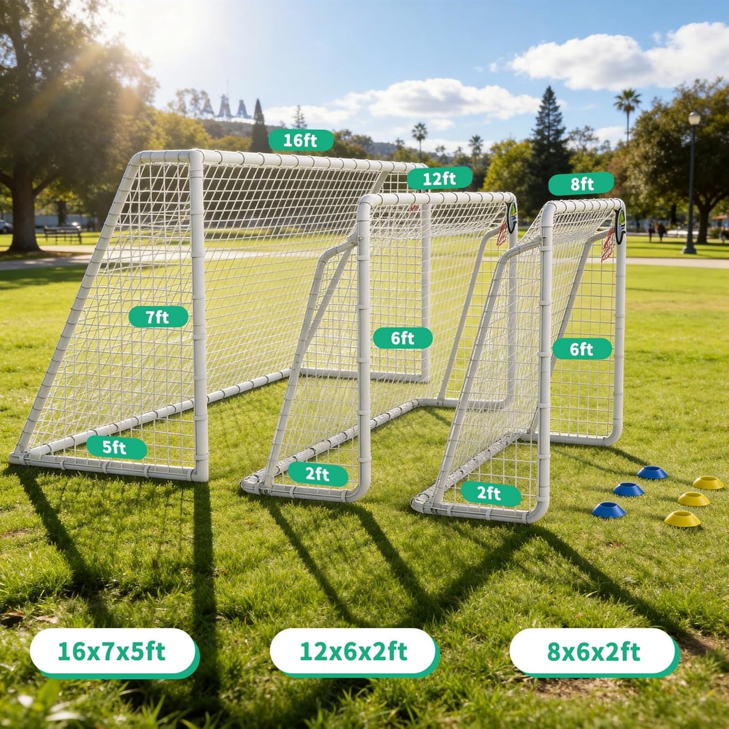 7X16FT Soccer Goal for Backyard Kids Portable Soccer Net with High-Strength Nets