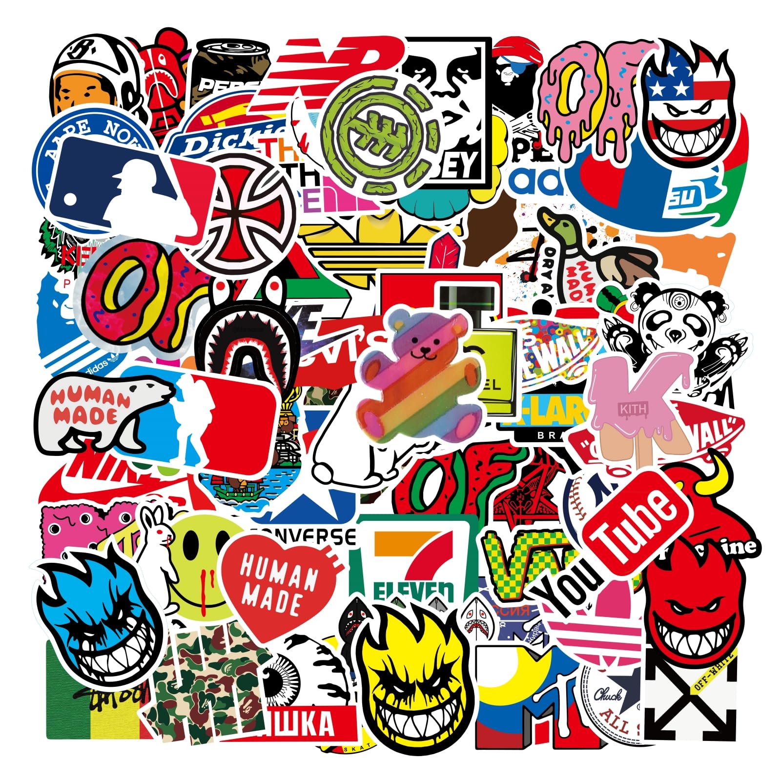 Cool Brand Skateboard Stickers Pack 100PCS Waterproof Skate Stickers for Water Bottle Laptop Luggage Motorcycle, Skateboarding Stickers Decals for Teens Boys Adults