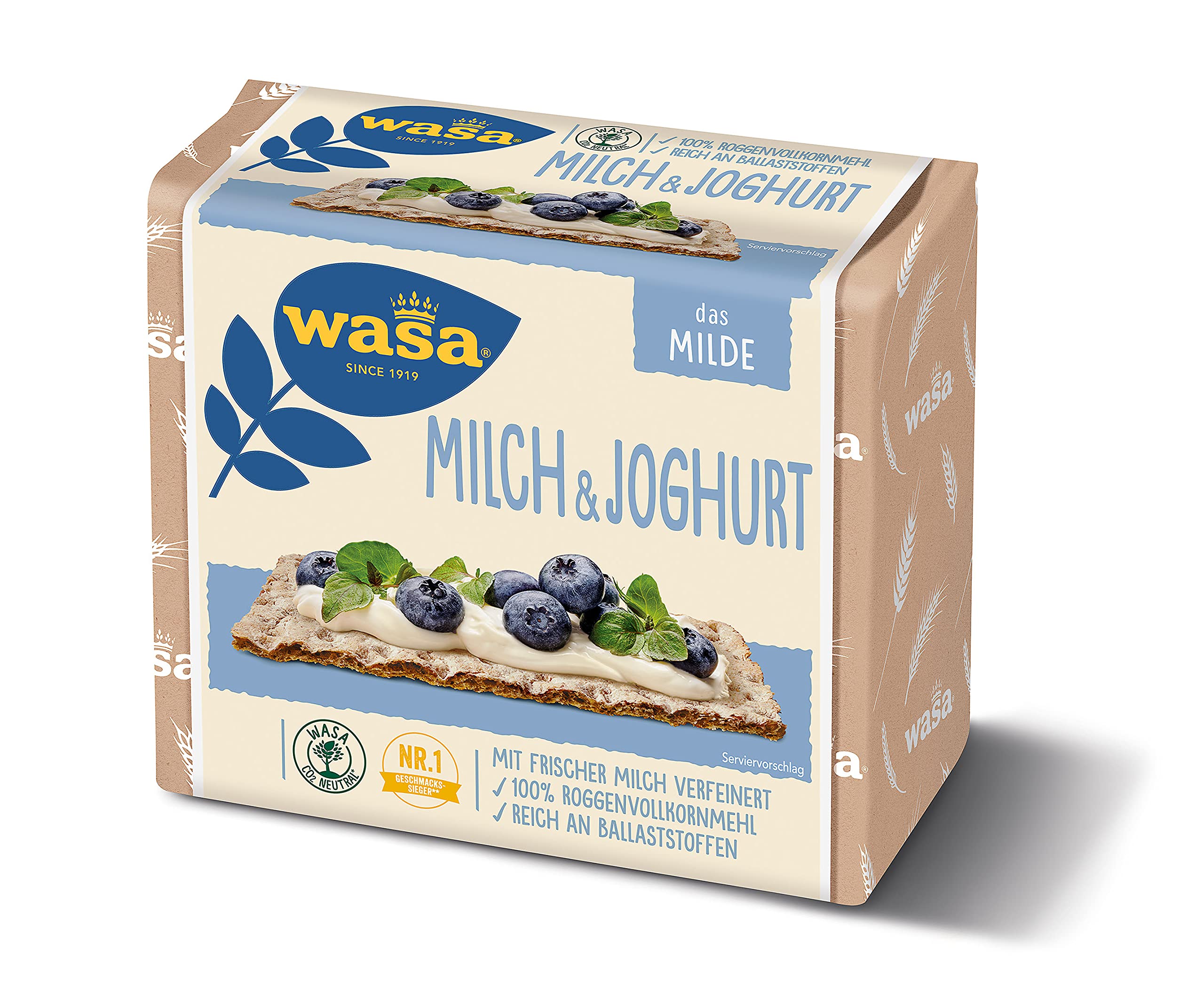 Wasa Knäckebrot Milch & Joghurt aus Roggenvollkornmehl mit Milch verfeinert, 12 x 230g