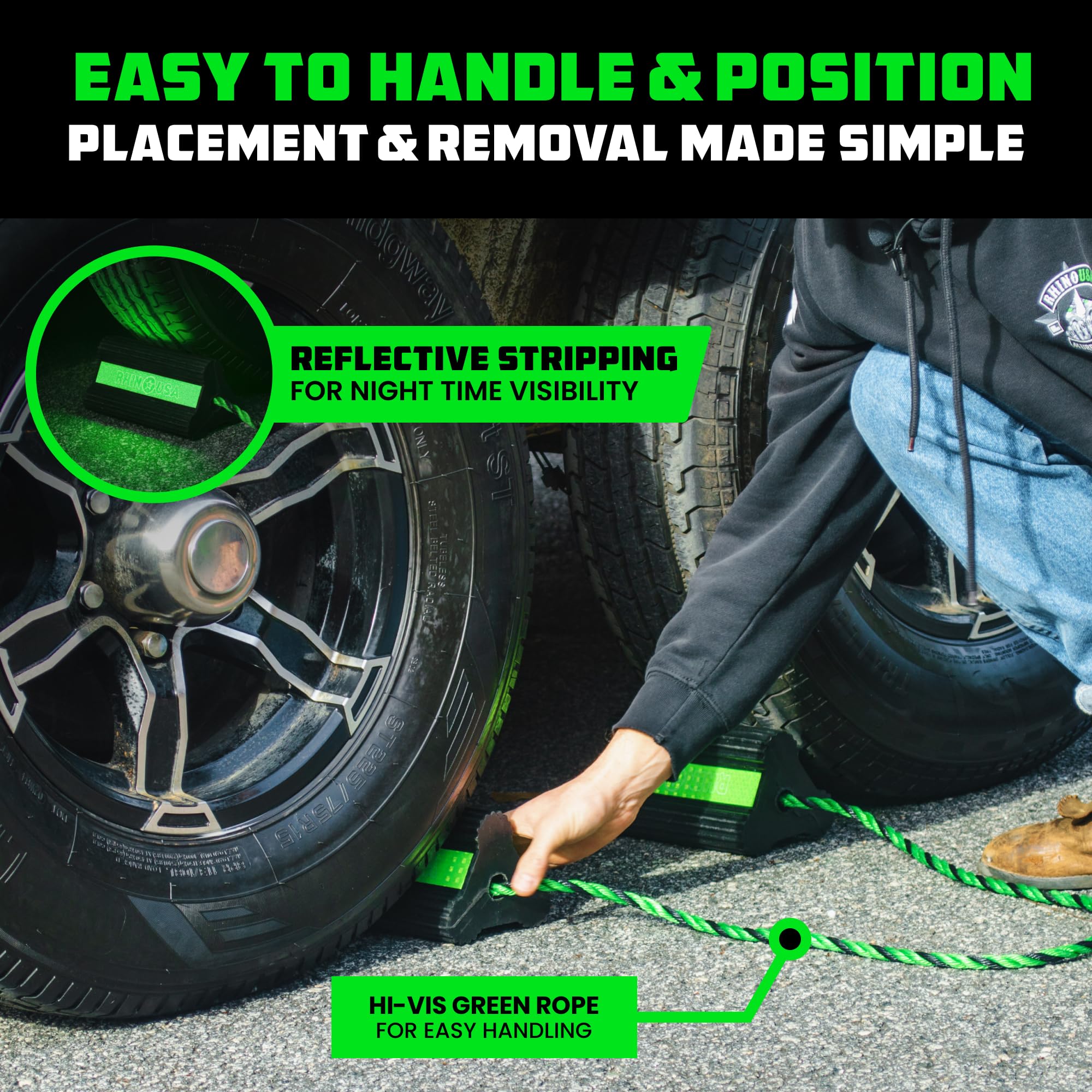 Rhino USA Heavy Duty Wheel Chocks - Secure Your Vehicle -4 Rhino USA Heavy Duty Wheel Chocks - Secure Your Vehicle -4