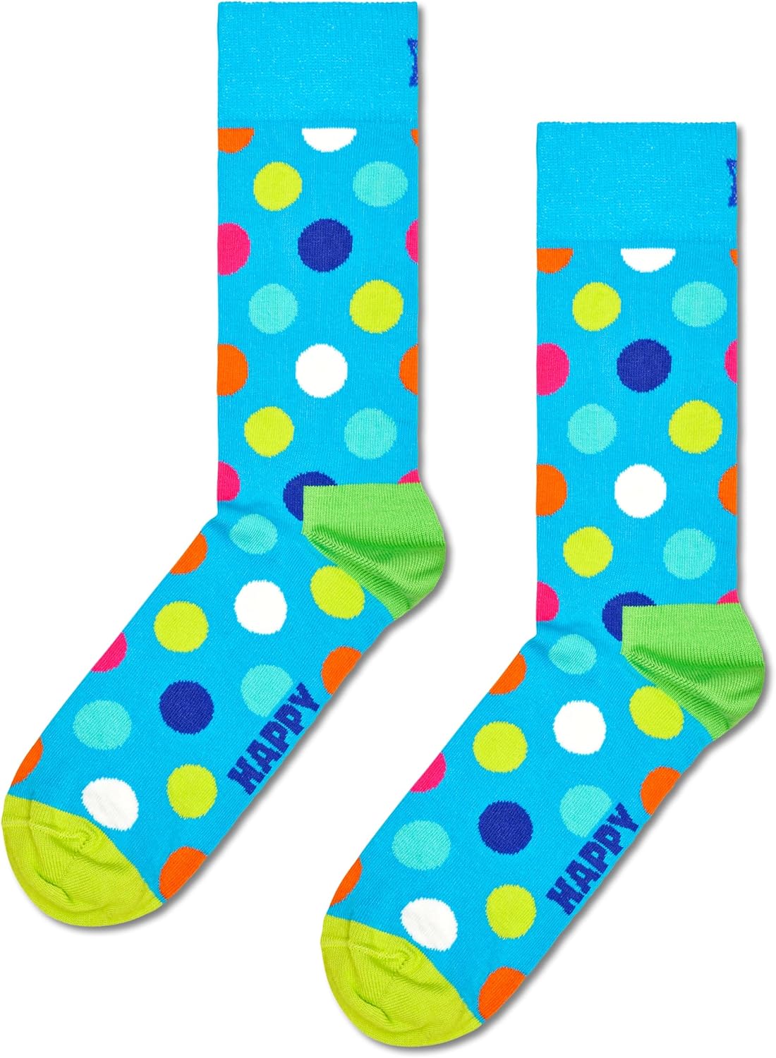 Happy Socks Crew Socks Set, for Men and Women, made with Sustainable Cotton - Blue and Green - size Small/Medium - 4-Pack