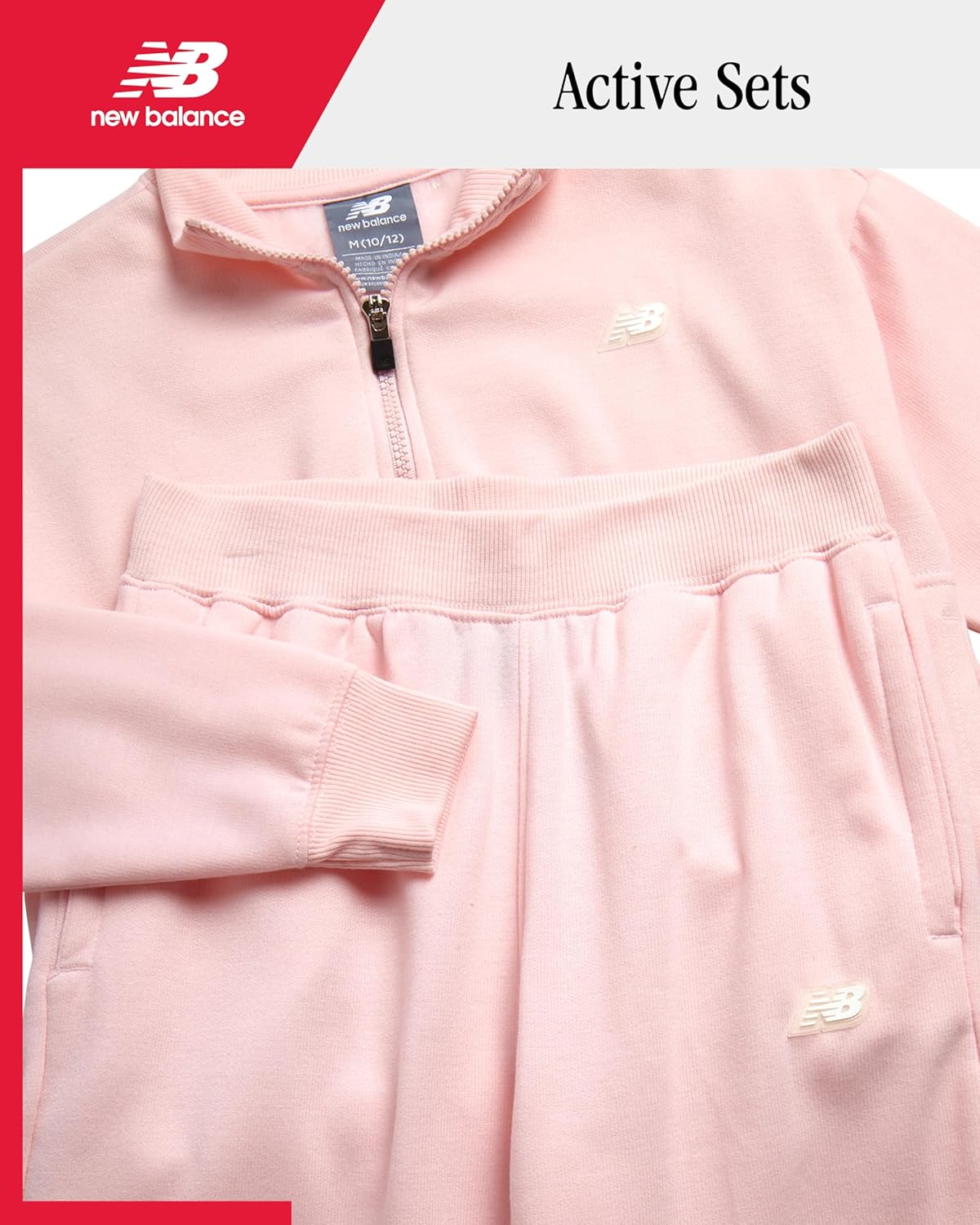 New Balance Girls Sweatsuit Set - 2 Piece Long Sleeve Woven Jacket and Cargo Jogger Sweatpants Girls Athletic Sets (7-16) - Image 2