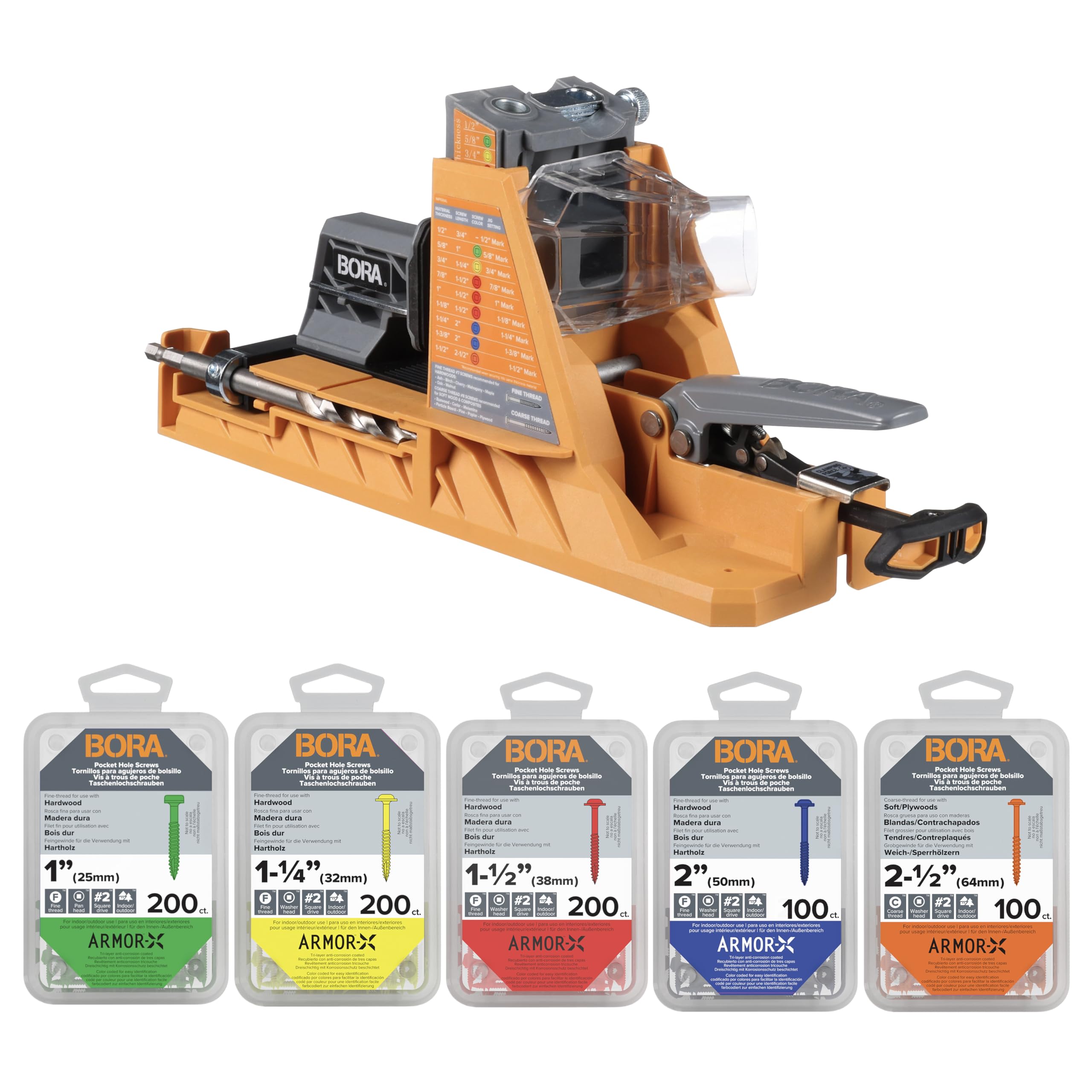 BORA Automatic Pocket Hole Jig Kit with 800 pc Screws