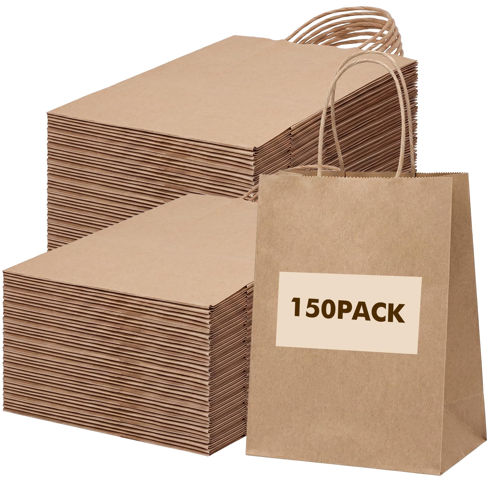 OUTUXED 150pcs Brown Paper Gift Bags - gift wrapping supplies | Mubboo