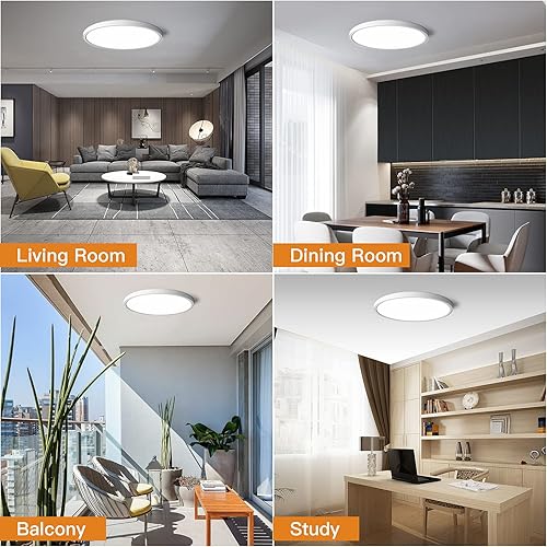 Miniatura 77 de TALOYA Lámpara de techo LED negra de 10 pulgadas, montaje empotrado, CCT 5 en 1 seleccionable (3000K/3500K/4000K/5000K/6500K), 2000LM 0.94 pulgadas
