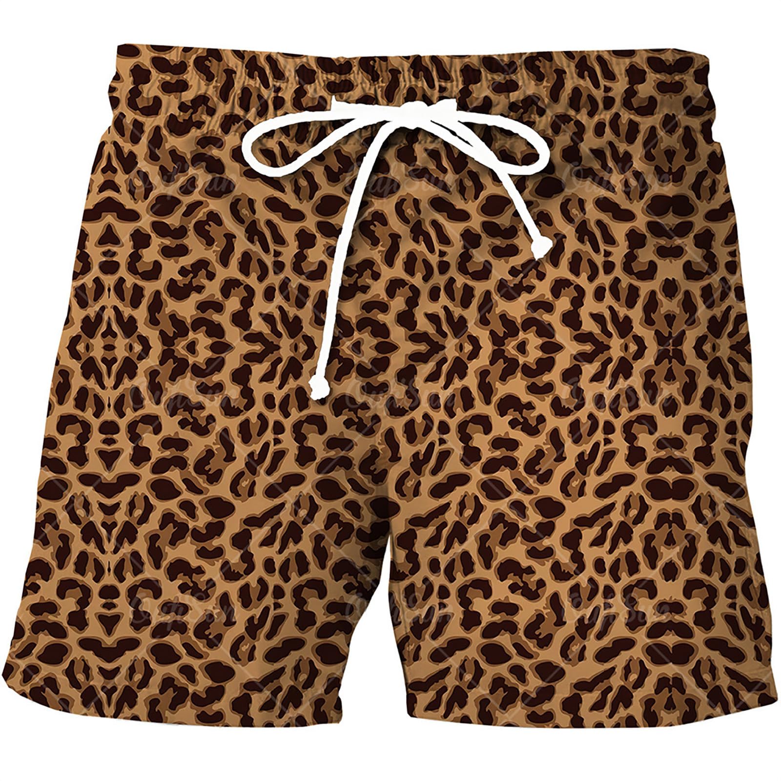 Generisch Leichte Sport-Shorts mit Leopardenmuster für Herren, Strand- Freizeit-Shorts