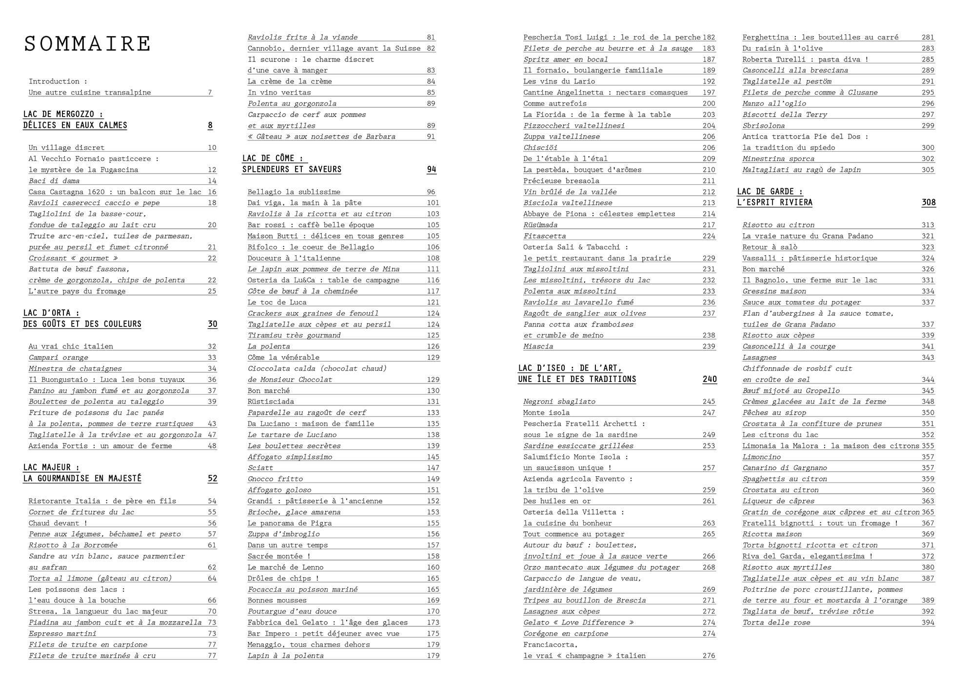 La cuisine des lacs italiens