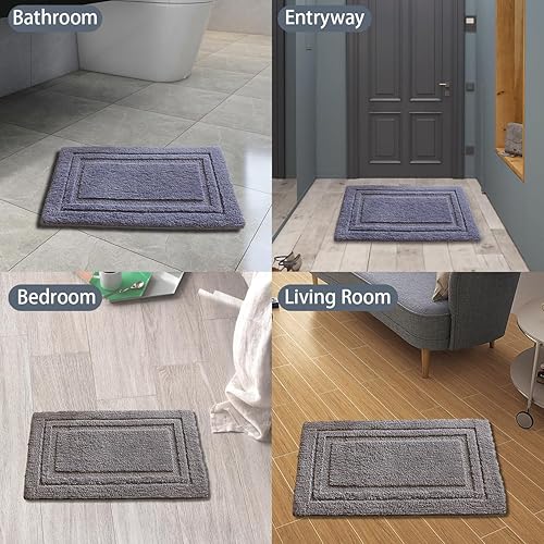 Miniatura 7 de Tapete de baño de microfibra geométrica sólida, capa de espuma viscoelástica ultrasuave, absorbente de agua, antideslizante, de secado rápido,