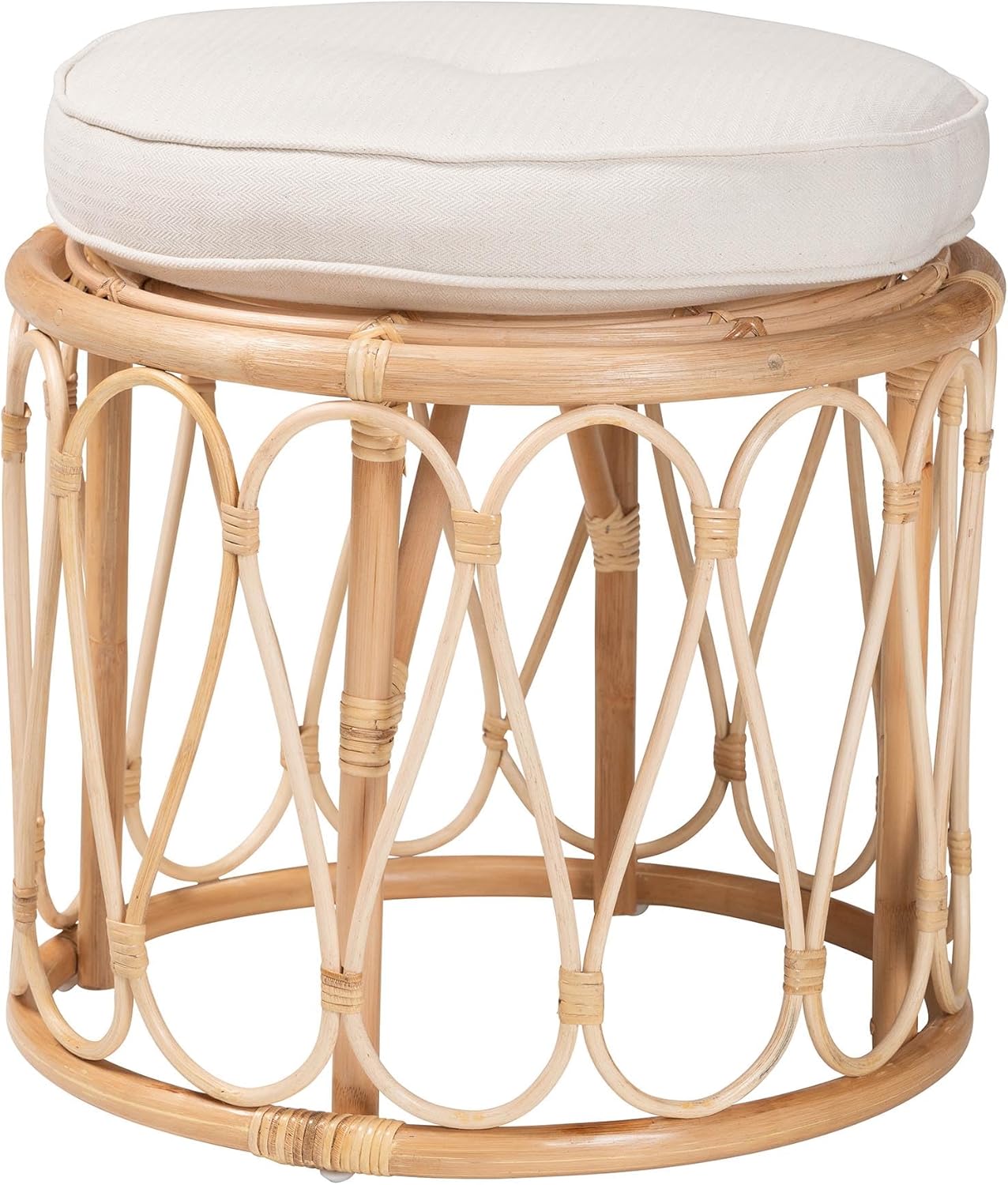 Bali & pari Hachiro Bohemian Natural Rattan Ottoman Footstool