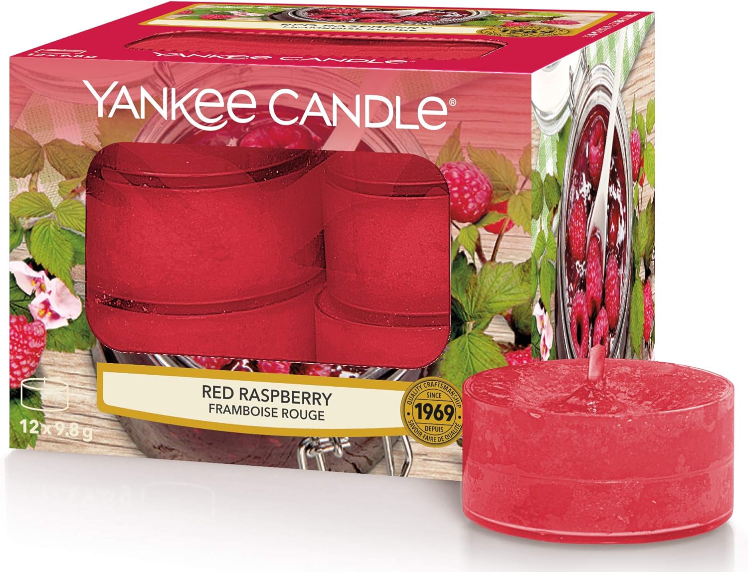 Yankee Candle Tea Light Scented Candles Red Raspberry 12 Count