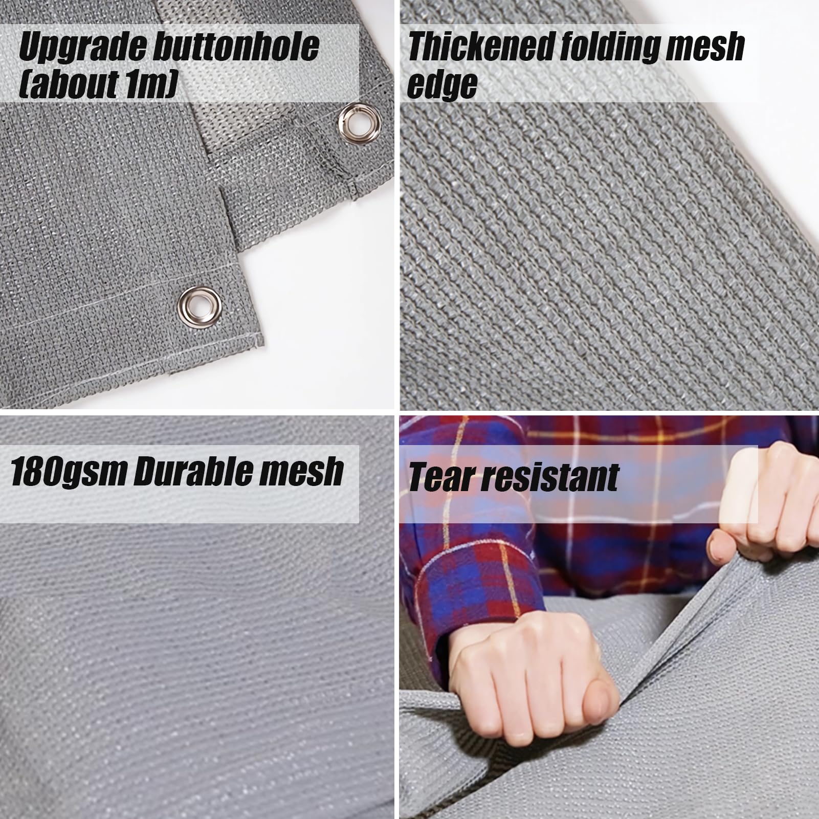 Grigio Rete Ombreggiante HDPE 180g/m² - 90% Protezione UV - Con Occhielli Metallici - Per Giardino, Serra, Balcone e Recinzioni (1mx6m, Personalizzabile)