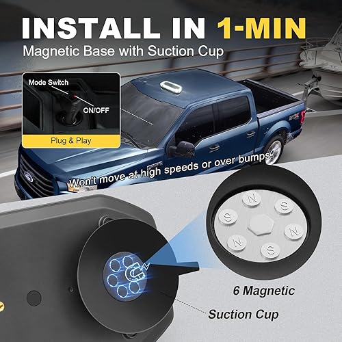 Miniatura 2 de Agrieyes - Barra de luces estroboscópicas magnéticas con lente ahumada, luz de emergencia de 128 LED para vehículos, baliza de advertencia de