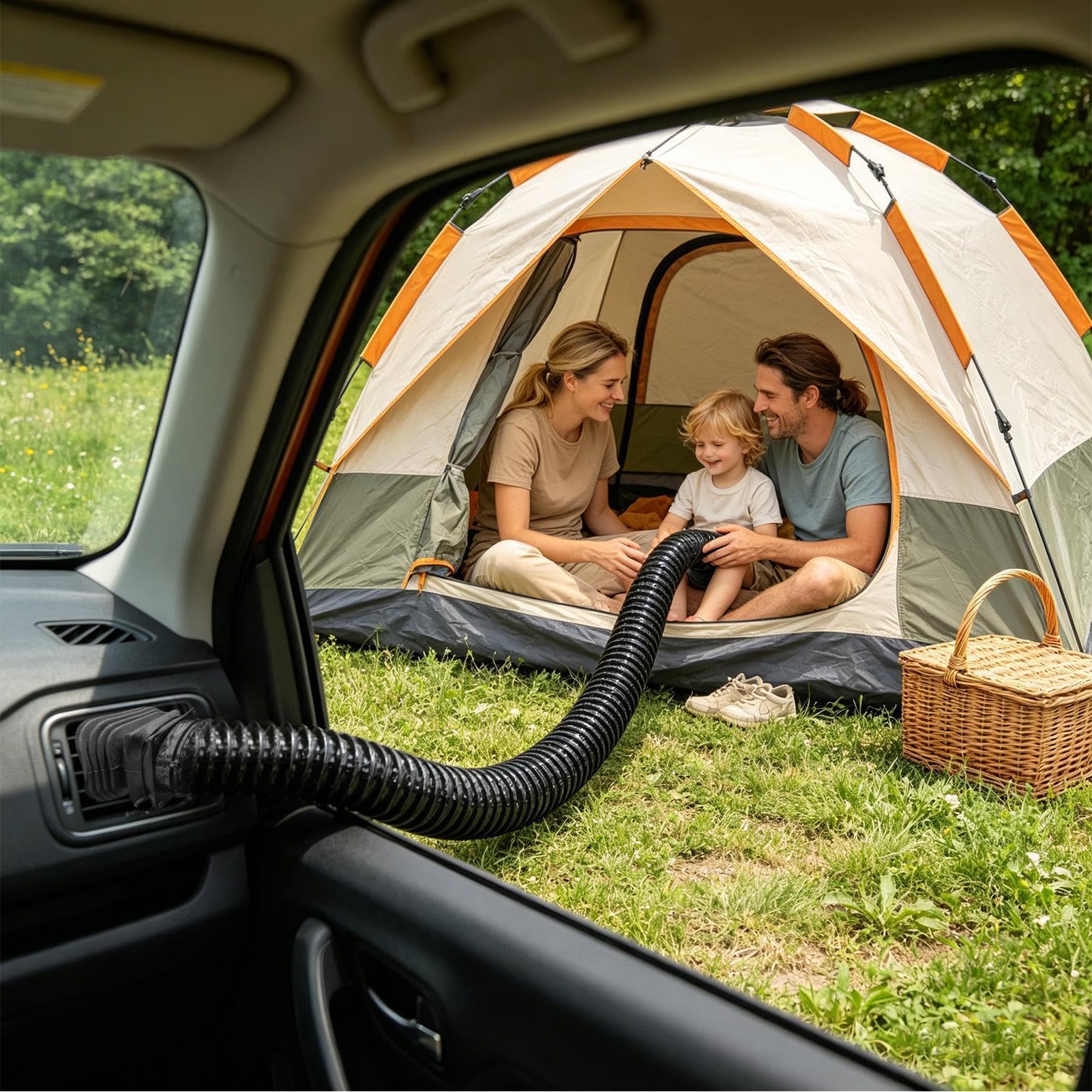 Prolunga Bocchetta Aria Condizionata Auto Compatibile Universale Flessibile | Tubo Per Bocchette AC Posteriore Auto Per Viaggi Brevi, Lunghi Viaggi, Uso Quotidiano, SU