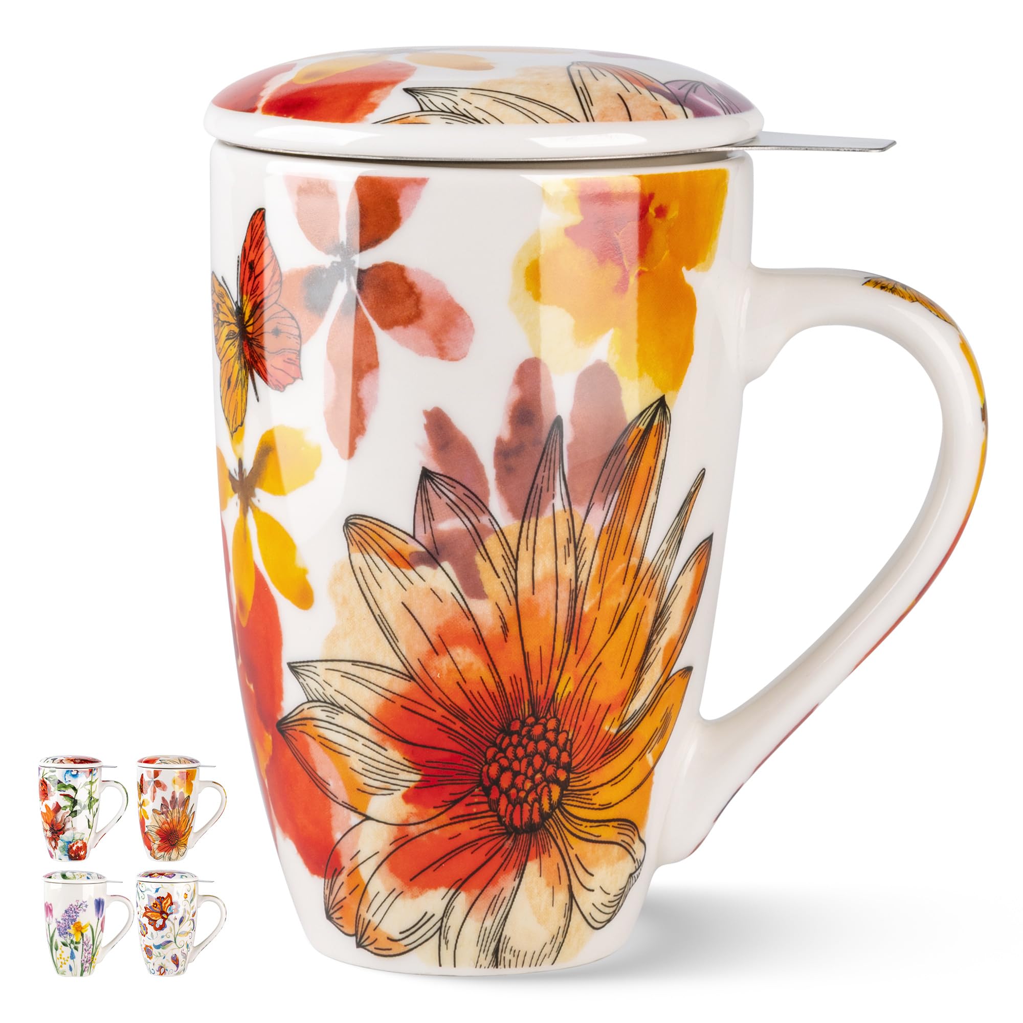 GBHOME Tea Mug With Infuser And Lid, 18 Ounce Large Ceramic Loose Leaf Tea Cup,Microwave, Dishwasher Safe Tea Steeping Mug,Pefect Gift For Tea Lover - View #6