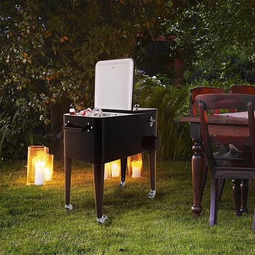 Miniatura 6 de Carro enfriador con ruedas de 80 cuartos de galón con cerradura, baúl portátil para eventos al aire libre, fiestas de patio, barbacoas en el patio,