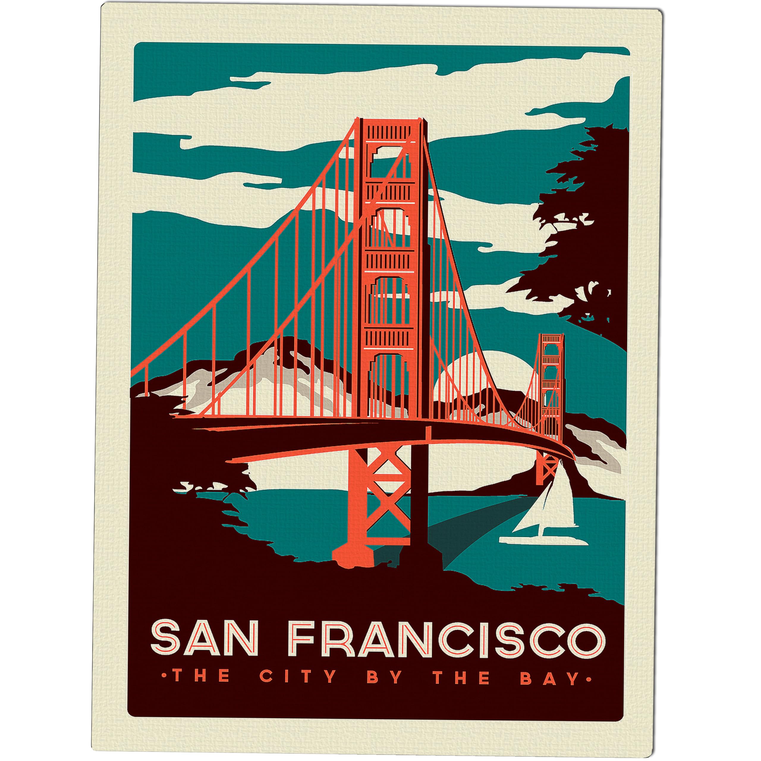 San Francisco, Retro Metal Fridge Magnet, 100mm x 75mm, Novelty Gift