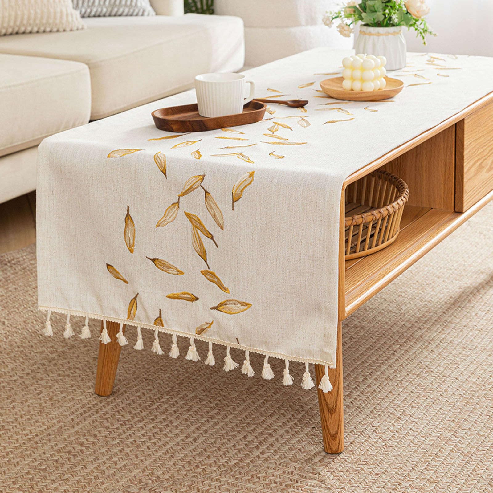 Weave tablecloth,Linen tablecloth,Coffee Table Cover With Pockets And Tassel Rectangular Waterproof Tablecloth Dining Tabletop Decoration Washable Table Top Dust Cover-P-60x160cm(24x63inch) ( Color :
