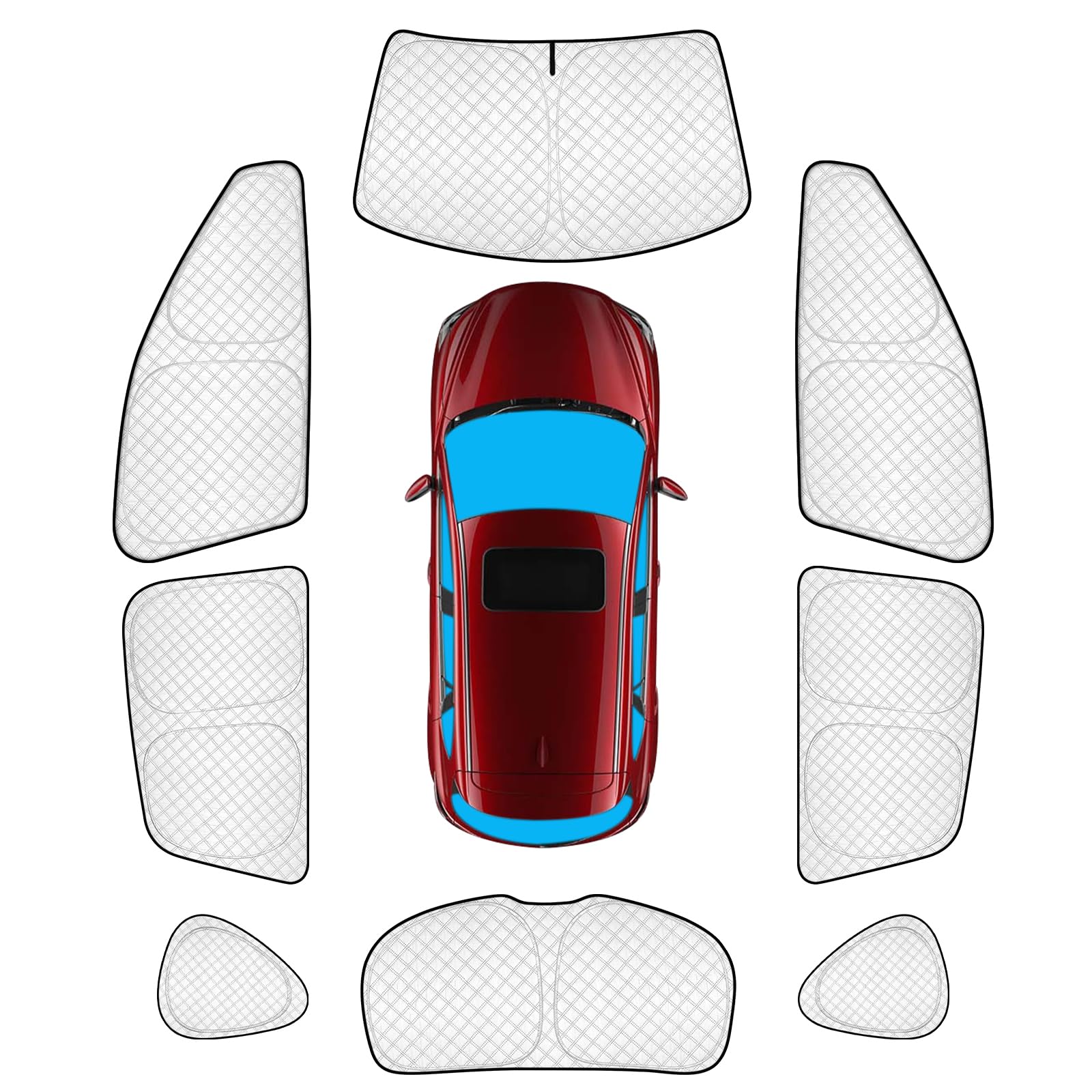 KMF 8pcs Thicken Full Sun Shades for Mazda CX-5 Accessories 2013-2016,Windshield Sunshade Privacy Car Window Covers for Side Rear, UV Block and Blackout for Car Camping Outdoor