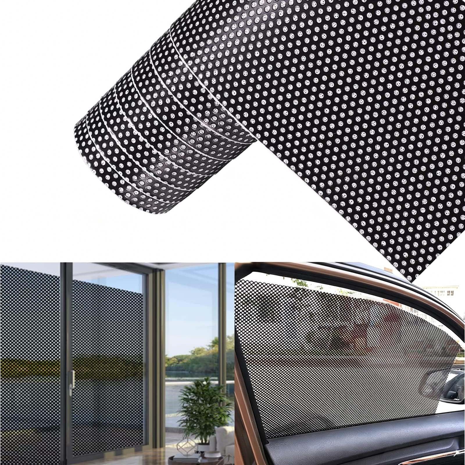 Film adhésif en maille pointillée pour protection intimité et blocage solaire de fenêtre