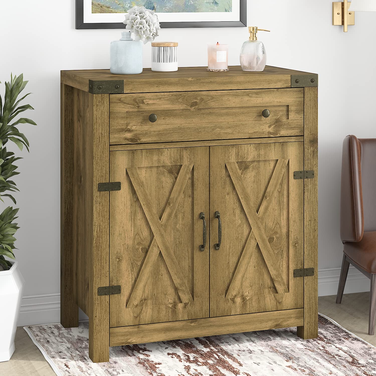 Buy Hoomic 32" Farmhouse Accent with Drawer & Adjustable