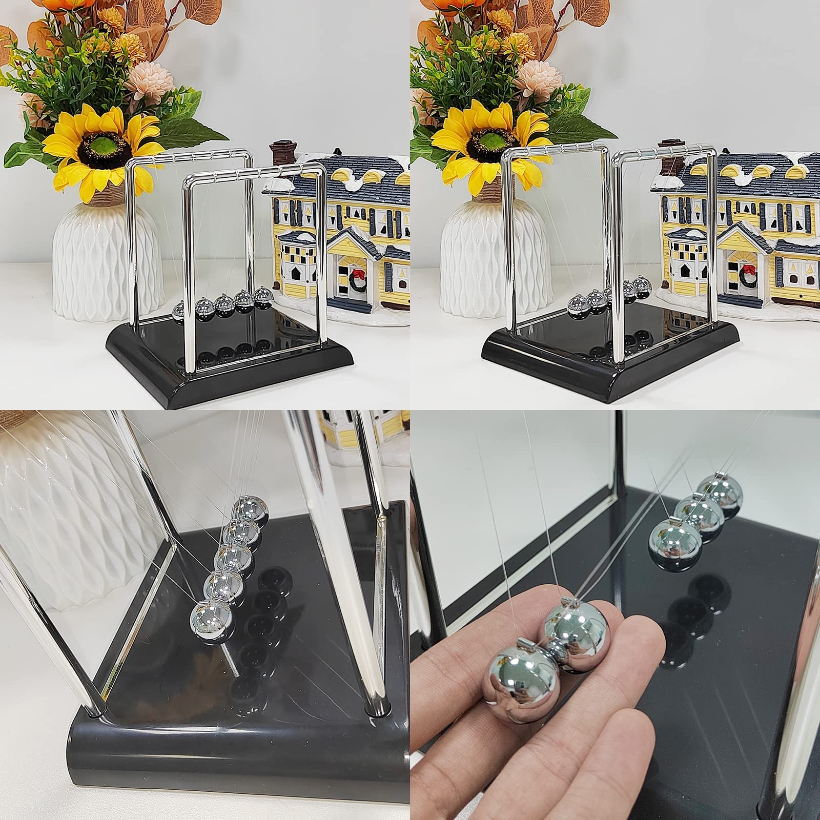 Newtons Balles d'équilibre pour la Science et la Physique, Gadget de décoration de Bureau, Jouet cinétique pour la Maison et Le Bureau (7 Perles
