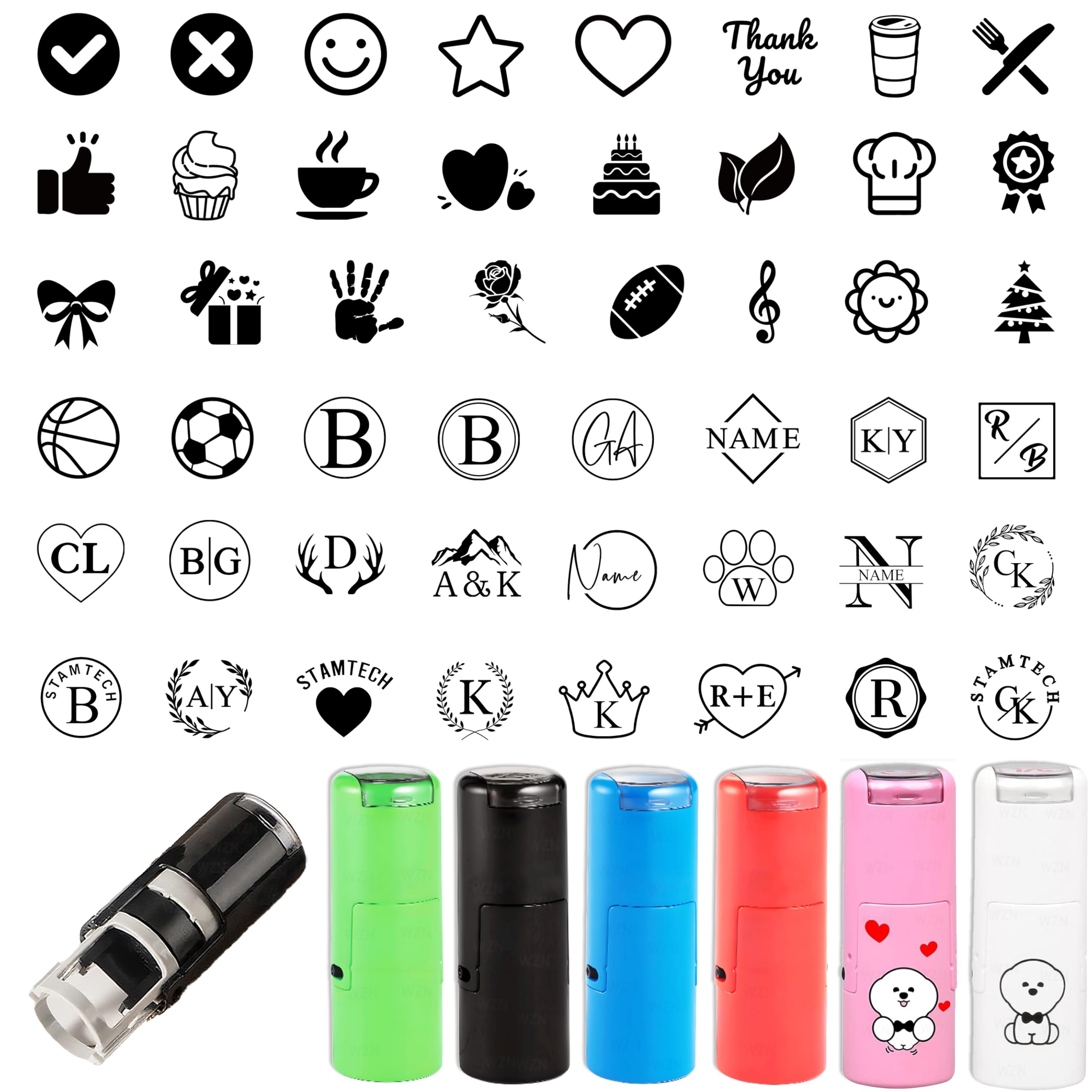 Custom Loyalty Card Stamp with Logo Personalised Mini Self Inking Stamps 12mm/0.47inch Business Coffee Card Stamp