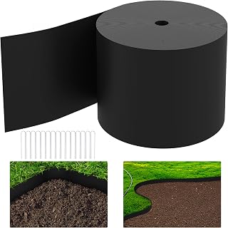 Watayo 50FT Flexible Landscape Edging - 5 Inch Deep Weed Grass Barrier for Gardens, Lawns, Driveways & Paths