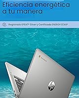 Vista 6 de HP Laptop Chromebook 14, Intel Celeron N4120, 4 GB de RAM, 64 GB eMMC, pantalla HD de 14 pulgadas, Chrome OS, diseño delgado, gráficos 4K, batería