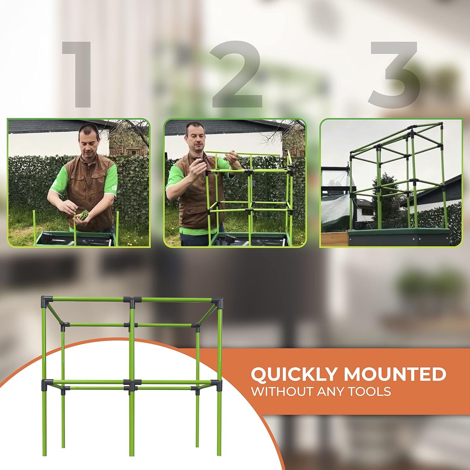 BioGreen Trellis for Raised Garden Bed with Watering System Heidelberg | 2.3 x 2 x 1ft | Ideal Growth for Climbing Plants | Ideal for Balcony/Garden