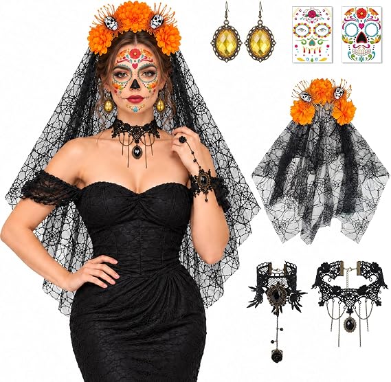 Day of the Dead Costume, Dia De Los Muertos, Halloween Cosplay Accessories