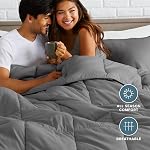 Bare Home Comforter Set - Queen Size - Ultra-Soft - Premium 1800 Series - All Season Warmth (Queen, Grey)
