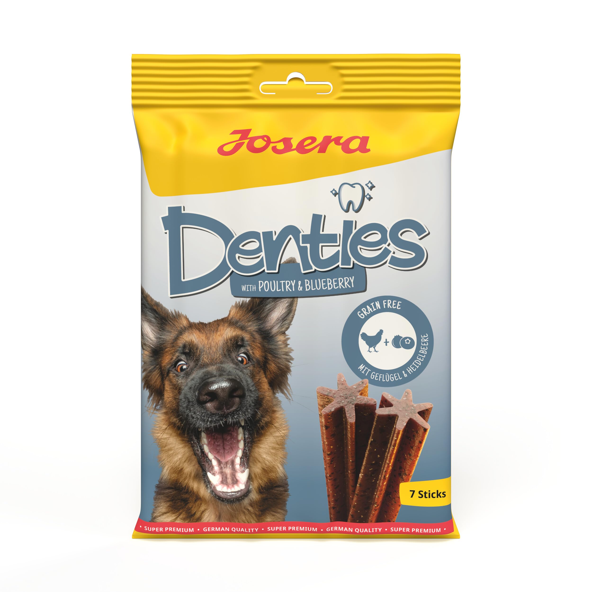 JOSERA Denties Volaille & Myrtille (13 x 7 Pièces) | Adulte | Premium Bâtonnets à Mâcher pour Chiens Adultes | pour Soins Dentaires Quotidiens | sans Sucre & sans Céréales | Pack de 91
