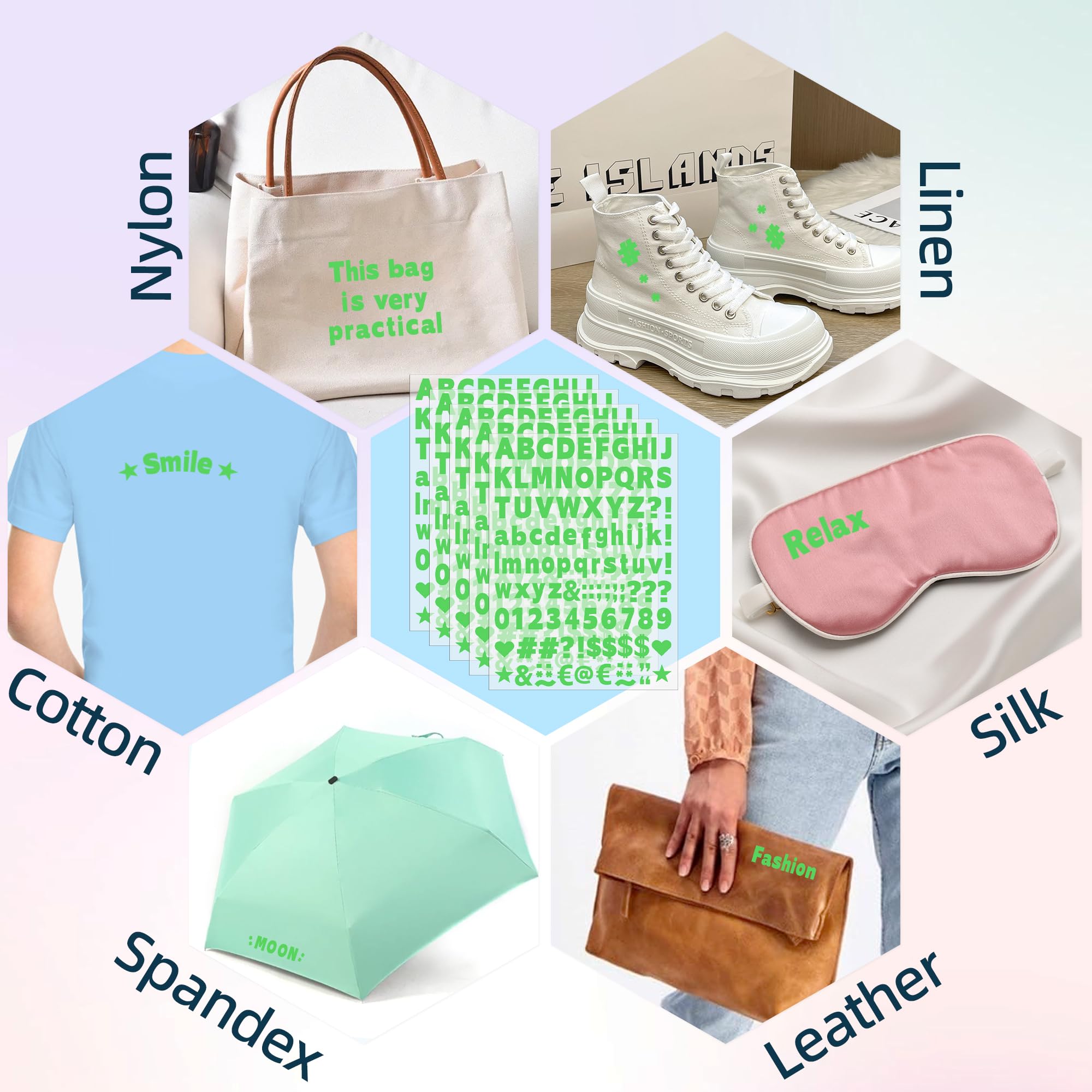 QIUKUI 4-Set 2-Inch Green Vinyl Iron-On Letters – Heat Transfer Alphabets For T-Shirts & Bags - View #8
